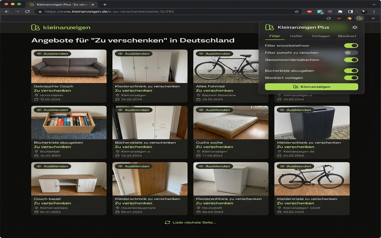 Kleinanzeigen Plus Preview